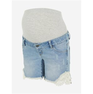 Blue Maternity Denim Shorts with Lace Mama.licious - Women