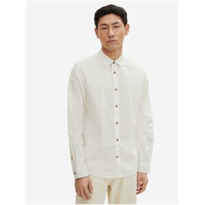 White Men's Shirt with Linen Tom Tailor - Men's