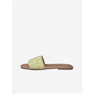 Tamaris Light Yellow Leather Slippers - Ladies