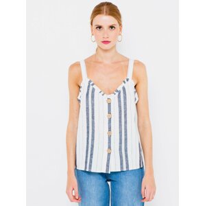 Blue and White Linen Striped Top CAMAIEU - Women