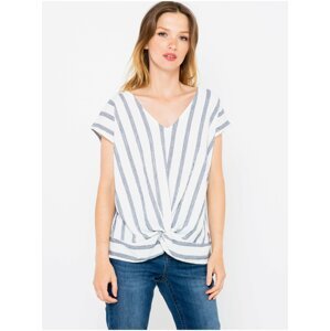 Grey-white striped loose T-shirt with knot CAMAIEU - Women