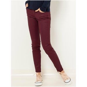 Burgundy slim fit trousers with CAMAIEU finish - Women