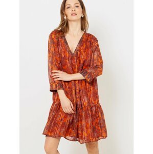 Orange patterned dress CAMAIEU - Women