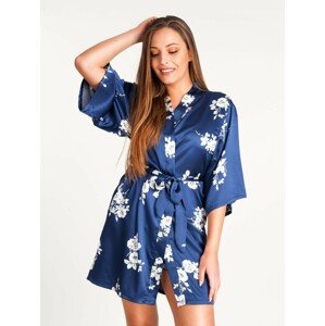 Yoclub Woman's Satin Short Robe PIS-0003K-A100 Navy Blue