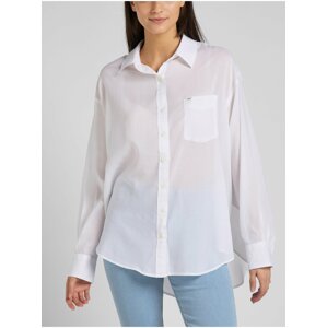 White Women's Loose Shirt with Elongated Back Lee - Women