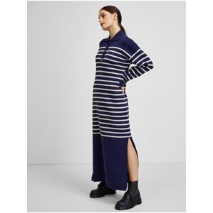 Dark blue striped sweater dress VILA Melinia - Ladies