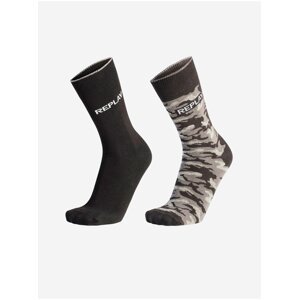 Set of two pairs of socks in black and grey Replay - Men's