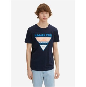 Dark blue men's T-shirt with print Tom Tailor Denim - Men