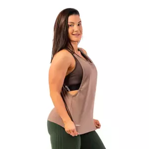 Nebbia Loose long tank top "Feeling Good" with a criss-cross at the back 419 brown L