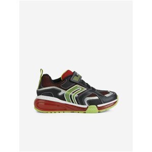 Green-black Boys Shoes with Glowing Sole Geox Bayonyc - Boys