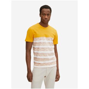 White-Orange Men's Striped T-Shirt Tom Tailor - Men's