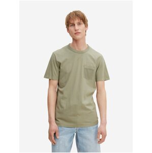 Khaki Mens Basic T-Shirt with Tom Tailor Pocket - Men