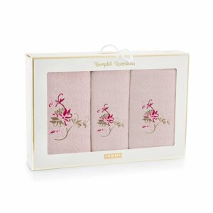 Zwoltex Unisex's Towel Set Aster Pink/ Flowers