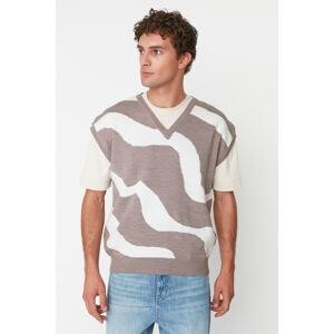 Trendyol Mink Unisex Oversize Fit Wide fit V-neck Knitwear Sweater
