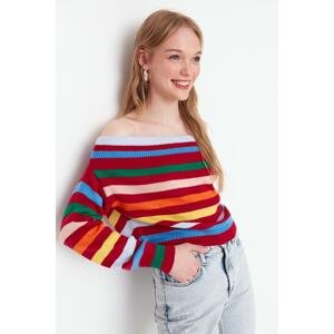 Trendyol Fuchsia Color Block Knitwear Sweater