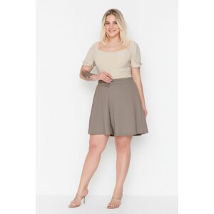 Trendyol Curve Mink Knitted Shorts with Elastic Waist