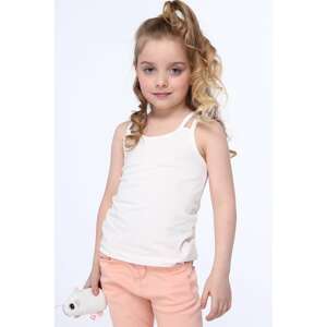 Girls' T-shirt with double straps, cream color