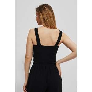 Ribbed top with wide shoulder straps - black