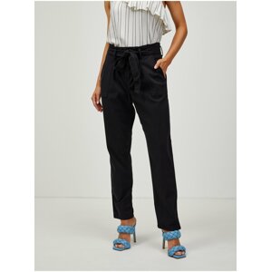 Black straight fit trousers with tie CAMAIEU - Women