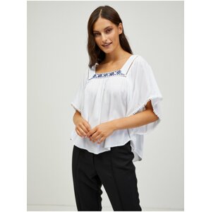 White Loose Blouse with Bat Sleeves CAMAIEU - Ladies