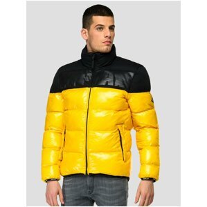 Black-Yellow Men's Quilted Winter Jacket Replay - Men