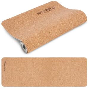 Spokey SAVASANA Yoga Mat for Exercise Cork, Grey, 4 mm, incl. strap