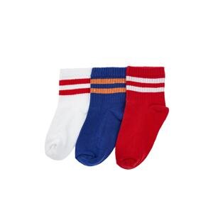 Trendyol White Blue Red Stripe 3-Pack Boys' Knitted Socks
