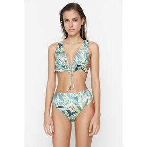 Trendyol Tropical Pattern High Waist Bikini Bottoms