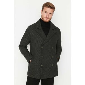 Trendyol Men's Khaki Regular Fit Double Breasted Closure Textured Coat