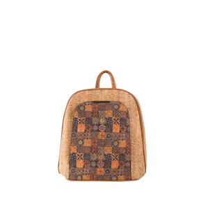 Light brown women's patterned backpack