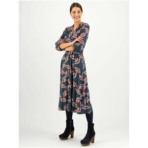 Blutsgeschwister Red-blue patterned midi-dresses with three-quarter sleeves Blutsgesc - Ladies