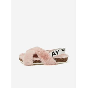 Light pink girly sandals with faux fur Replay - Girls