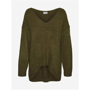 Khaki Ladies Sweater with Extended Back Noisy May Son - Women