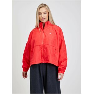 Red Women's Loose Jacket with Calvin Klein Jeans Prints - Women