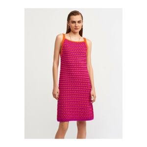 Dilvin 90115 Thick Textured Sweater Dress-raspberry