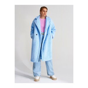 Dilvin Women's Blue Long Plush Coat 6824