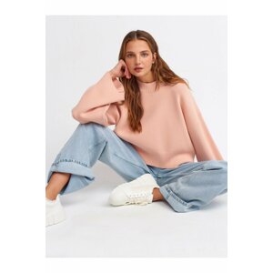 Dilvin 2882 Halter Turtleneck Wide Sleeve Sweater-powder