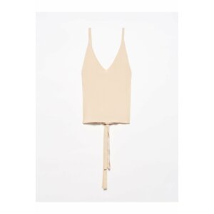 Dilvin 1055 Straps, Tie Waist Knitwear Singlet-beige