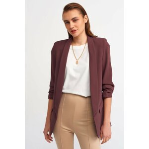 Dilvin Boyfriend Jacket with Pleated Sleeves - Dark Brown