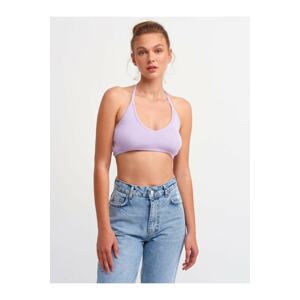 Dilvin 1061 Lace-Up Back Tricot Bralette Lilac