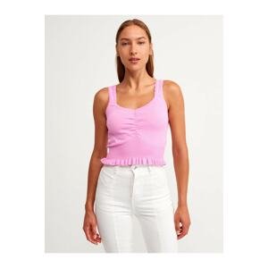 Dilvin Women's Pink 2650 Undershirt With Pleated Collars