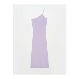 Dilvin 90117 One Strap Knitwear Dress-lilac