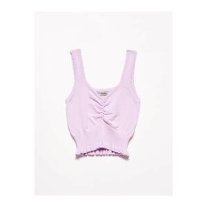 Dilvin Women's Lilac 2650 Undershirt with Pleated Collars
