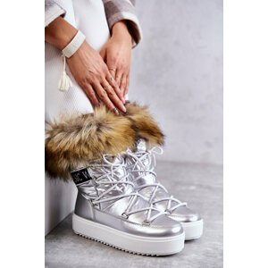 Women's snow lace-up boots silver Santero