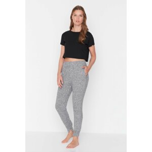 Trendyol Gray Printed Pocket Detailed Soft Knitted Pajamas Bottoms.