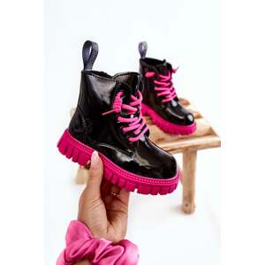 Lacquered warm shoes Black and Pink Heidi