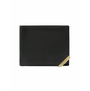 Black and dark brown horizontal men's wallet with accent