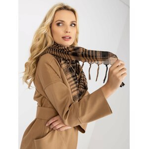 Beige and black checkered scarf