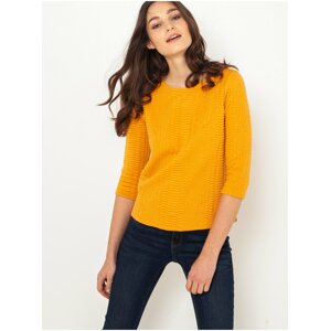 Mustard sweater with three-quarter sleeve CAMAIEU - Women