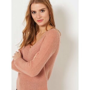 Pink sweater with clamshell neckline CAMAIEU - Women